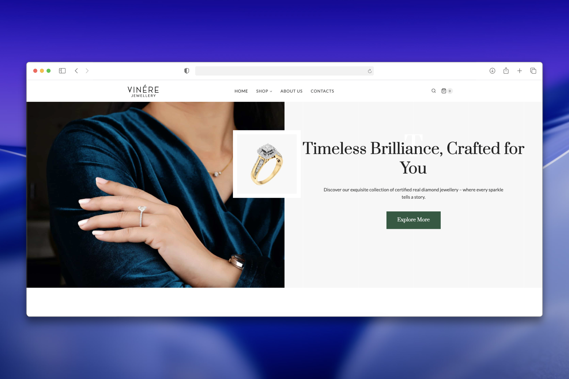 Vinére Jewellery — Custom E-commerce Website